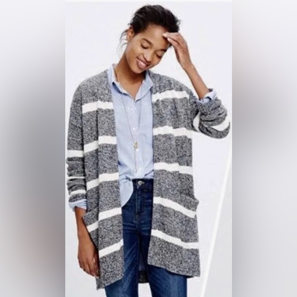 Madewell Charlie Heathered Striped Sweater Cardigan Size M